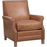 Brixton Rechargeable Power Recliner in Crystal Sand Leather & Weathered Wood